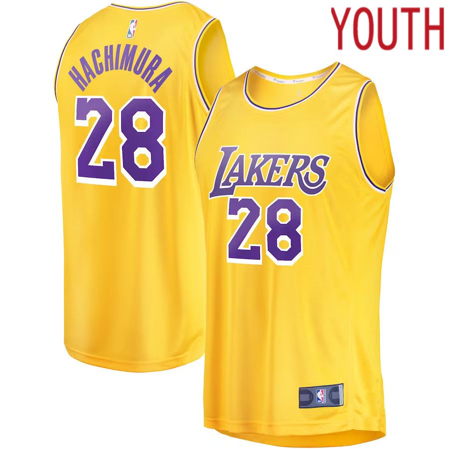 Youth Los Angeles Lakers 28 Rui Hachimura Fanatics Branded Gold Fast Break Player NBA Jersey